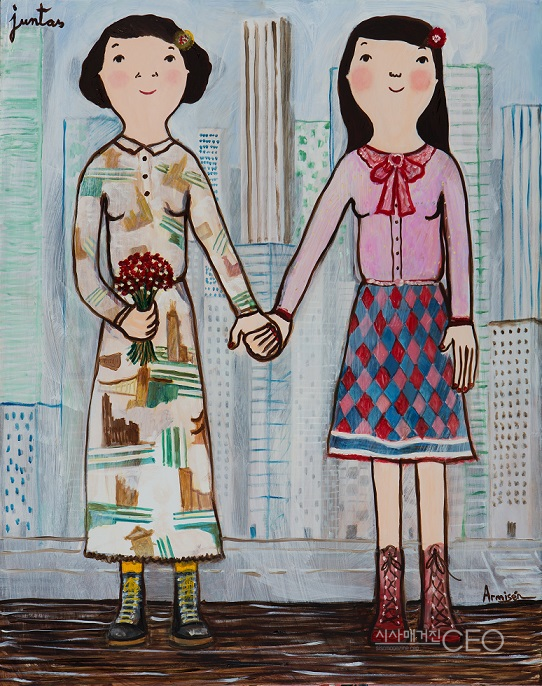 together 2018 oil on canvas 116cm x 92cm