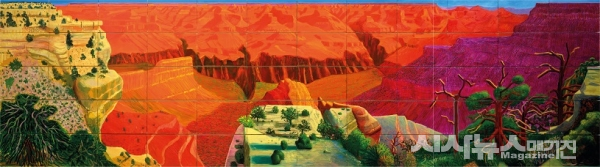 데이비드 호크니, 더 큰 그랜드 캐니언, 1998, 60개의 캔버스에 유채, 207ⅹ744.2 cmDavid Hockney, A Bigger Grand Canyon, 1998, Oil on 60 canvases, 207ⅹ744.2 cm overall © David Hockney, Photo Credit: Richard Schmidt, Collection National Gallery of Australia, Canberra