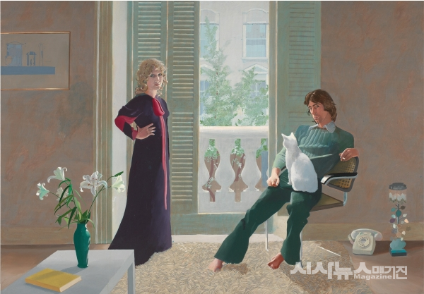 데이비드 호크니, 클라크 부부와 퍼시, 1970 – 1, 캔버스에 아크릴릭, 213.4ⅹ304.8 cm David Hockney, Mr. and Mrs. Clark and Percy, 1970 , – 1, Acrylic on canvas, 213.4ⅹ304.8 cm© David Hockney, Collection Tate, U.K. © Tate, London 2019