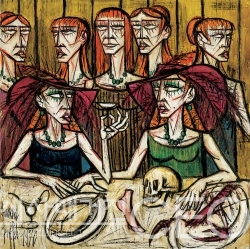 Bernard Buffet, Les Folles, le repas II 미친 사람들, 식사 II, 1970, Huile sur toile, 200x195, ⓒ Bernard Buffet / ADAGP, Paris - SACK, Seoul, 2019