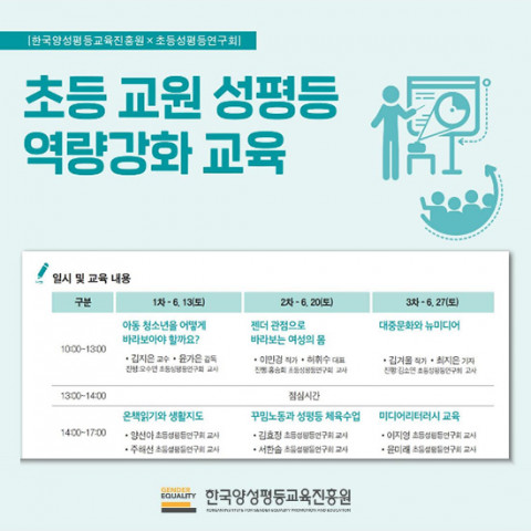 한국양성평등교육진흥원, 초등 교원 성평등 역량강화 온라인 교육 실시